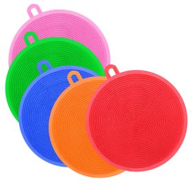 5 Pcs Kitchen Cleaning Sponge Food-Grade Silicone Scrubber BPA-Free Washing Sponge for Dishes Fruit Vegetable Dishwasher Safe