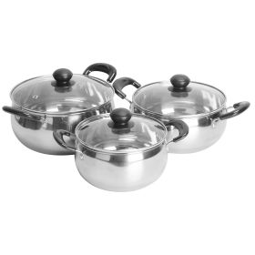 3Pcs Stainless Steel Stock Pot with Glass Lids Nonstick Cookware Set Household Soup Pot Kitchen Induction Bean Pot Sauce Pan Dishwasher Safe