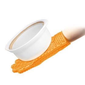 BBQ Gloves 446?Heat Resistant BBQ Grill Gloves with Meat Claws Silicone Non-Slip Pot Holder Waterproof Oven Mitt for Roasts BBQ Cooking Baking (Option: Orange)_ForkK)