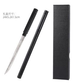 Portable Fruit Knife And Tea Knife, Longquan Laser-Patterned Overlord Tea Knife, Toy And Metal Ornament For Tea Ceremony (Color: Black)